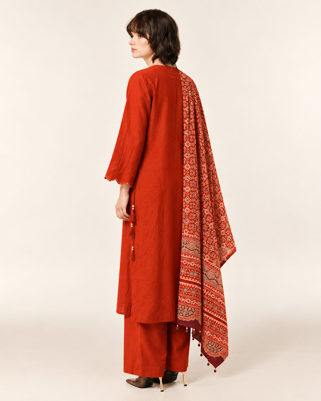 Orange Staright Kurta Pant Set