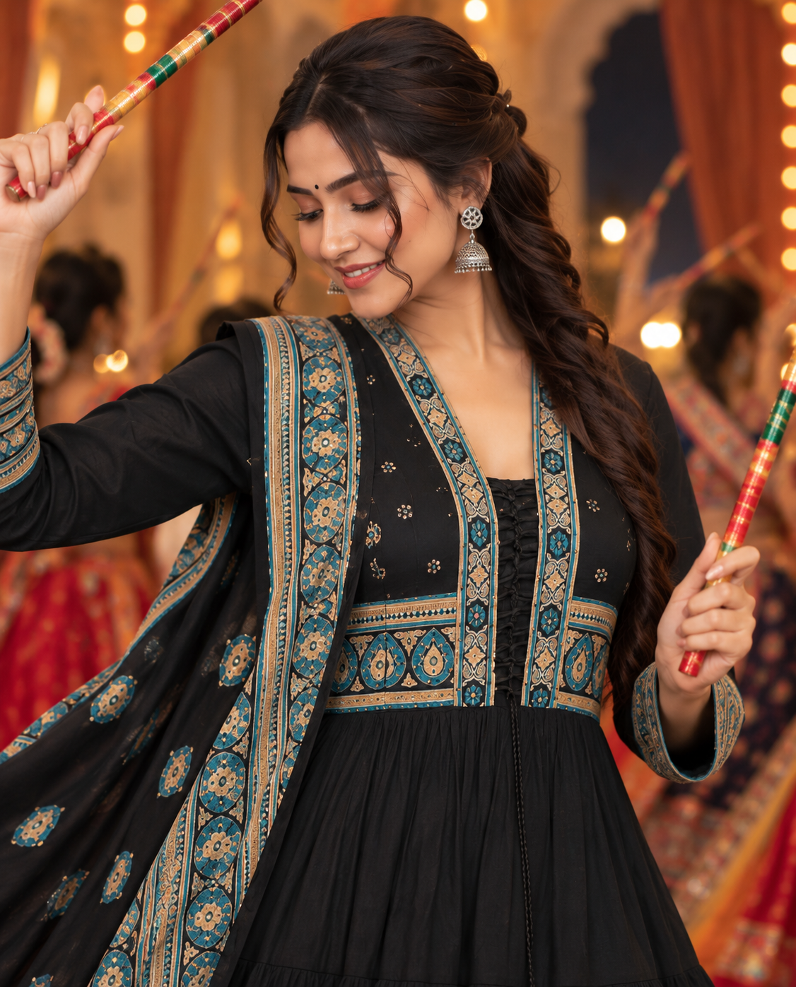 Black Anarkali Kurta Pant Set