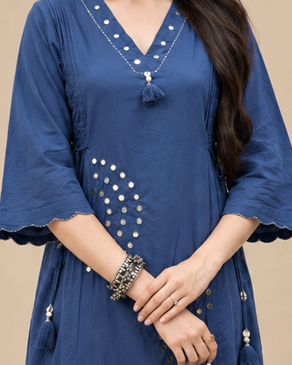 Blue straight Kurta Pant set