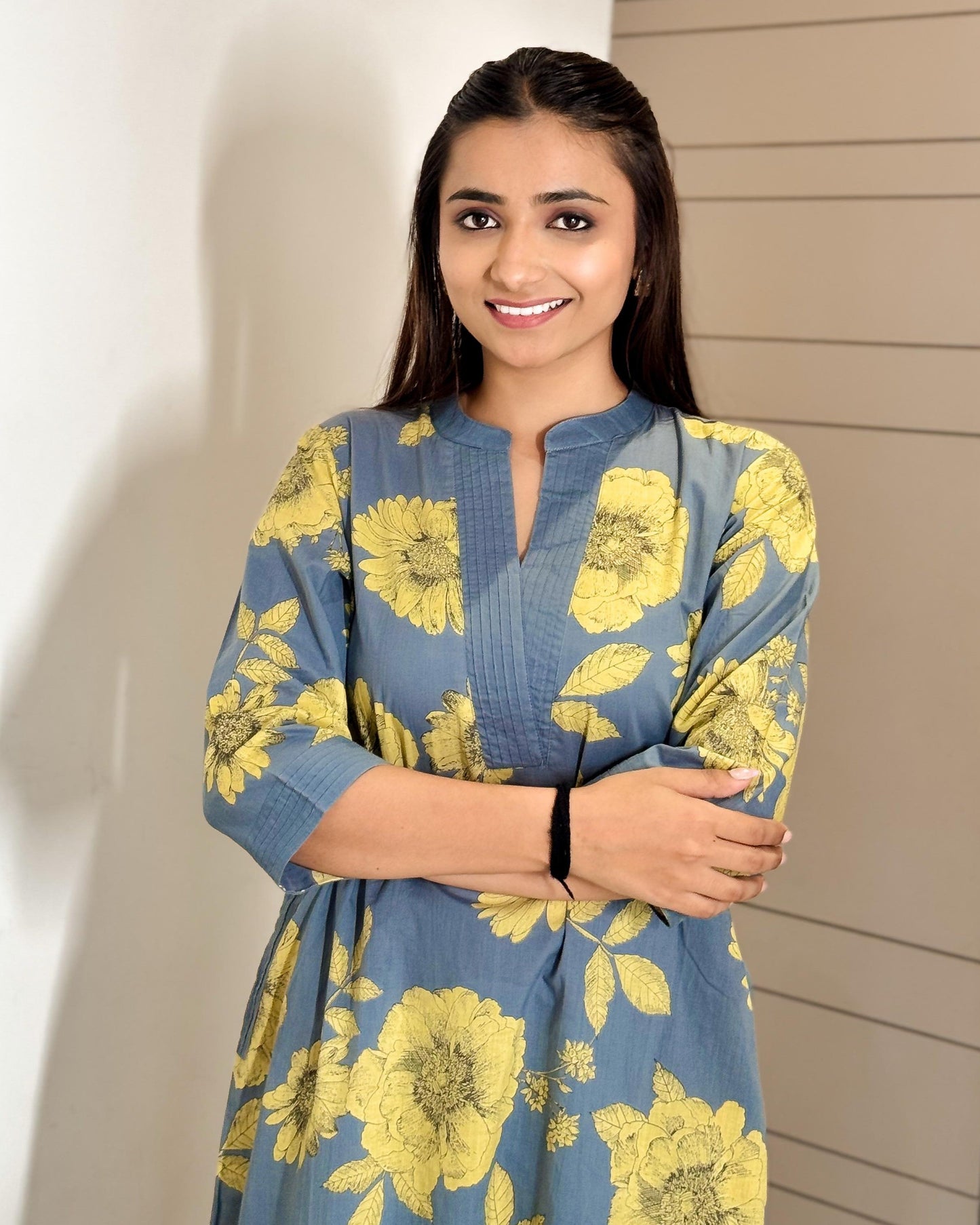 Floral Gray Kurta Pant