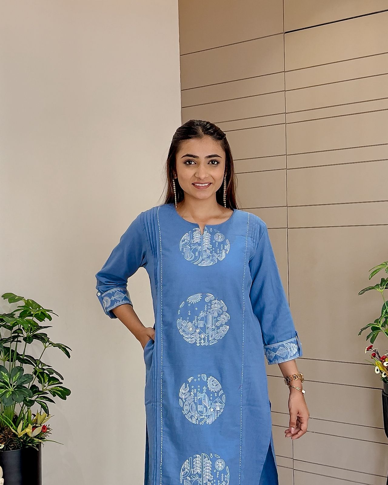 Sky Blue Round You Neck Kurti