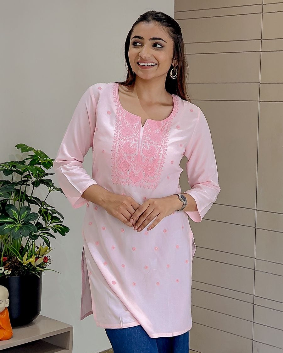 Quarter Sleeves With Round Yog Neck