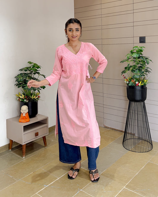Baby PInk Cotton Kurti