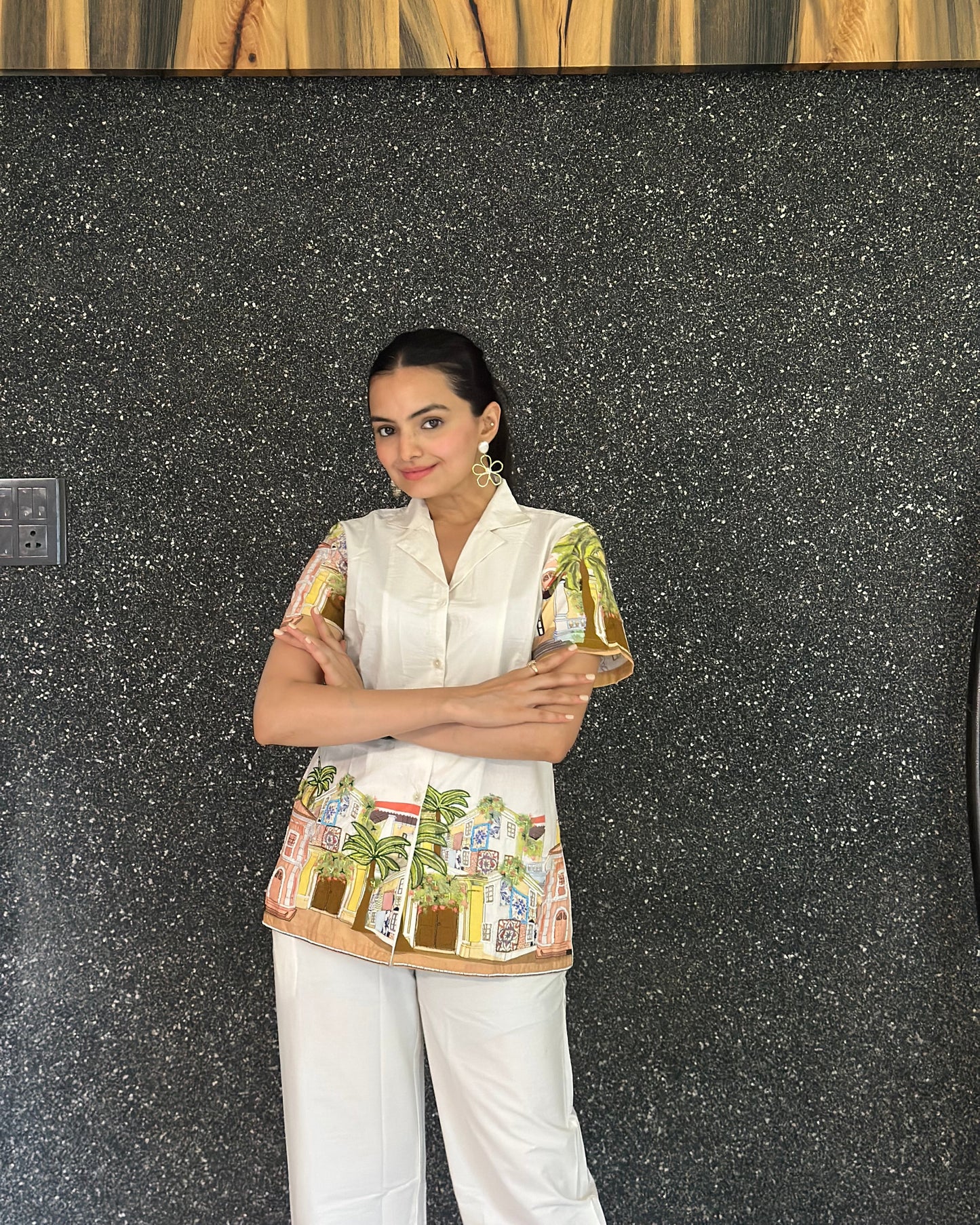 White Cotton Co Ord Set For Girls