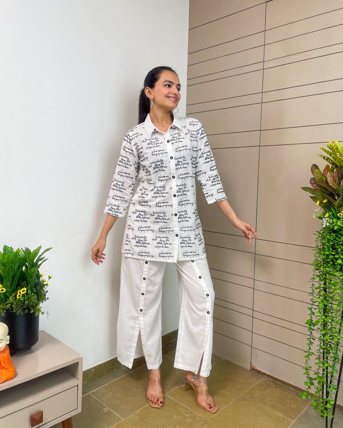 White Cotton Co Ord Set Women