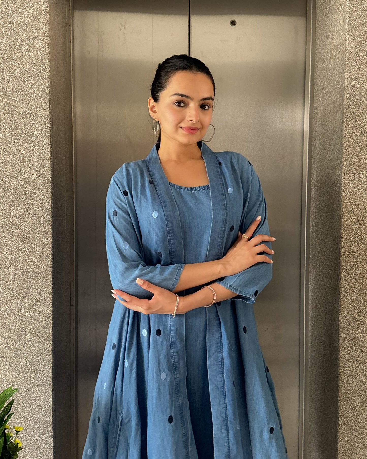 Blue Denim One Piece Dress For Girls