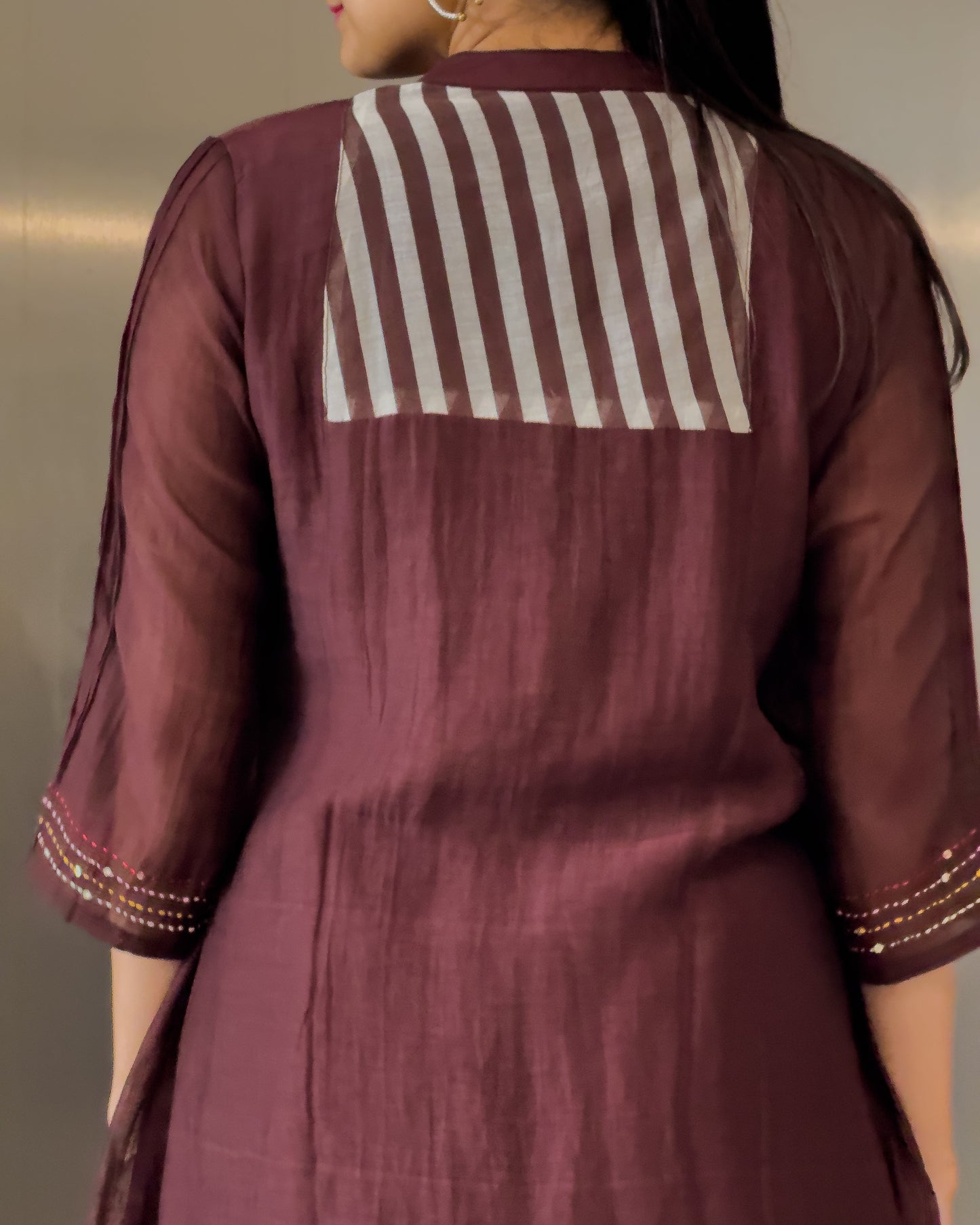 Coffee & Teal Blue Mal Chanderi Co ord Set Women