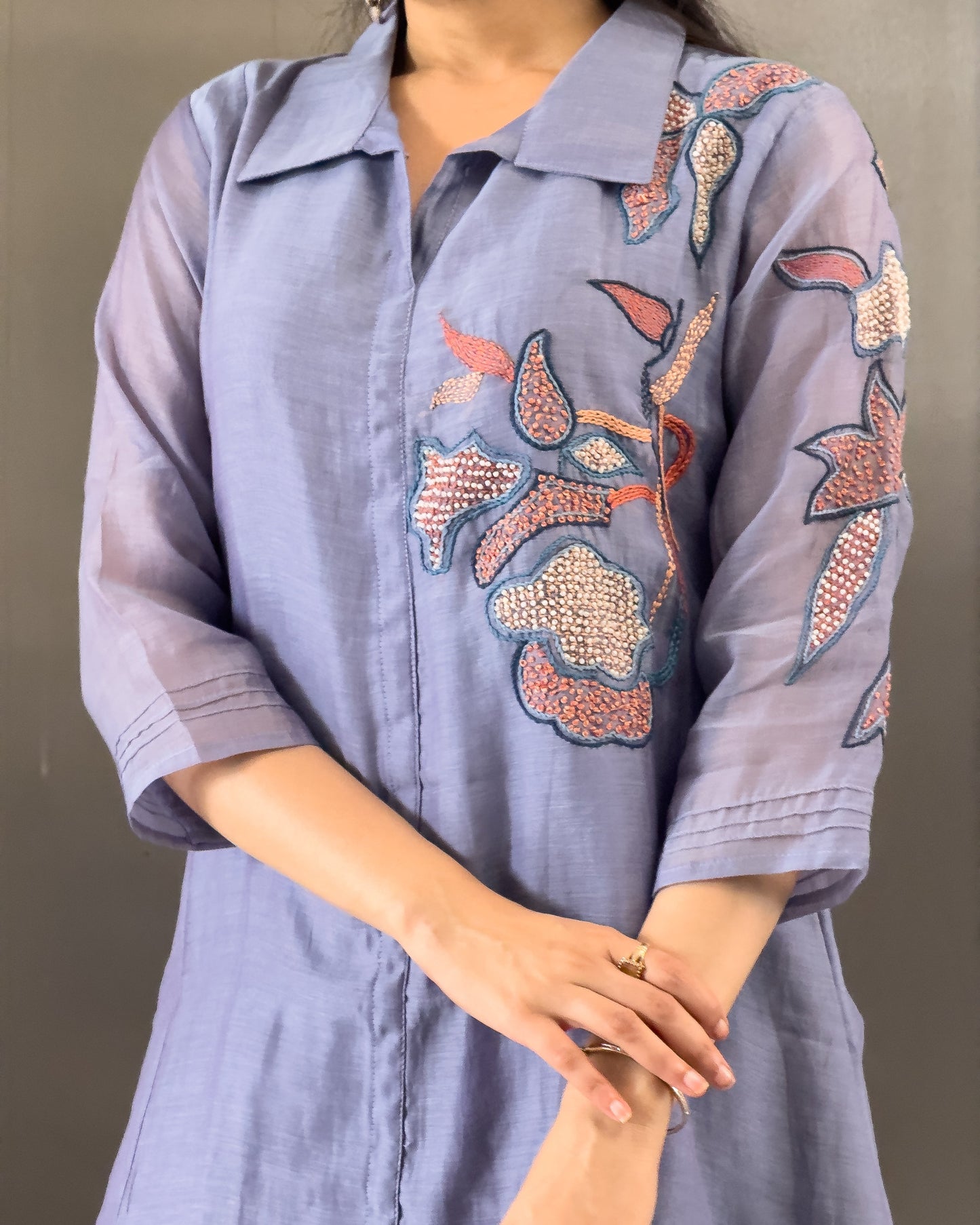 Lavender Mal Chanderi Ethnic Co ord Sets