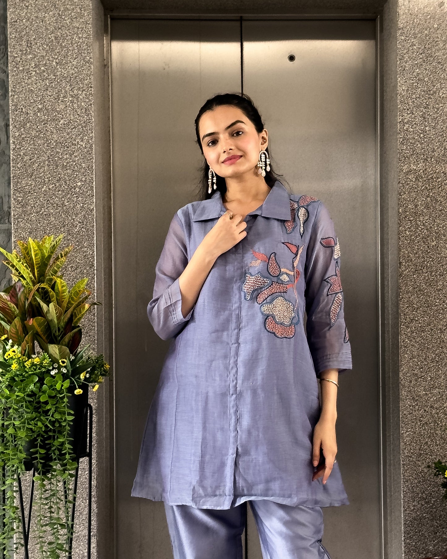 Lavender Mal Chanderi Ethnic Co ord Sets