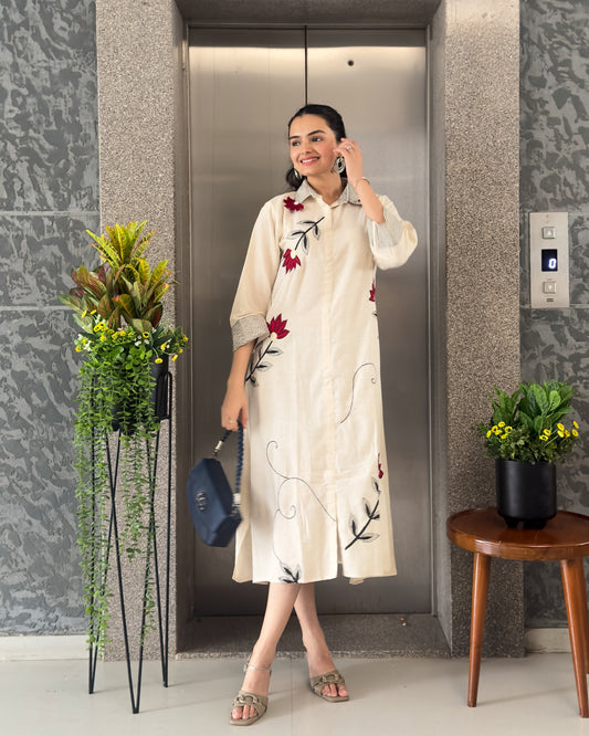 Off-White Trendy Cotton Kurti