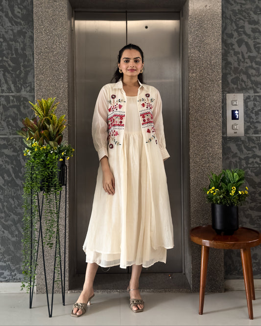 White One Piece Dress For Girls