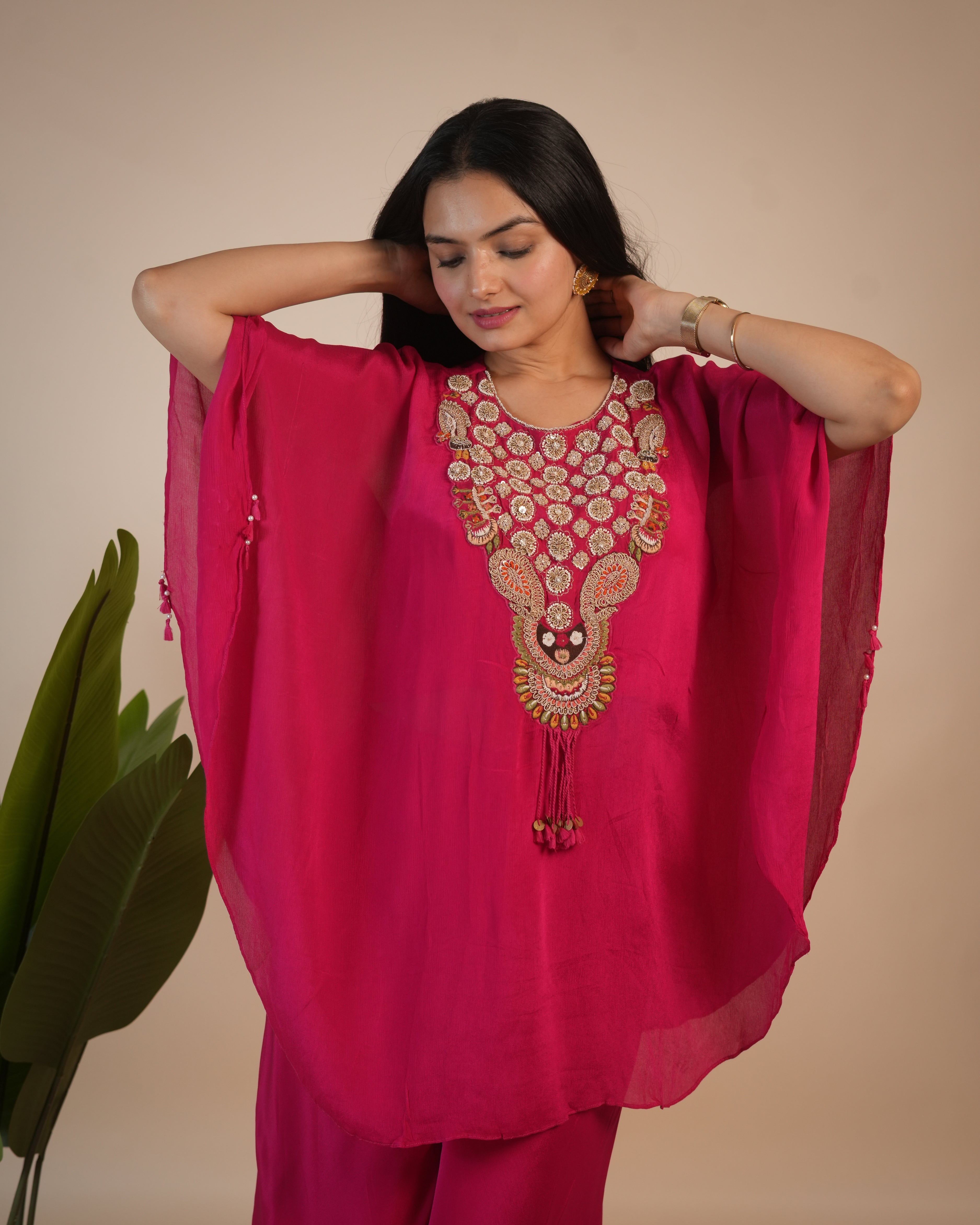 Pink Chinnon Indo Western Dress For Women