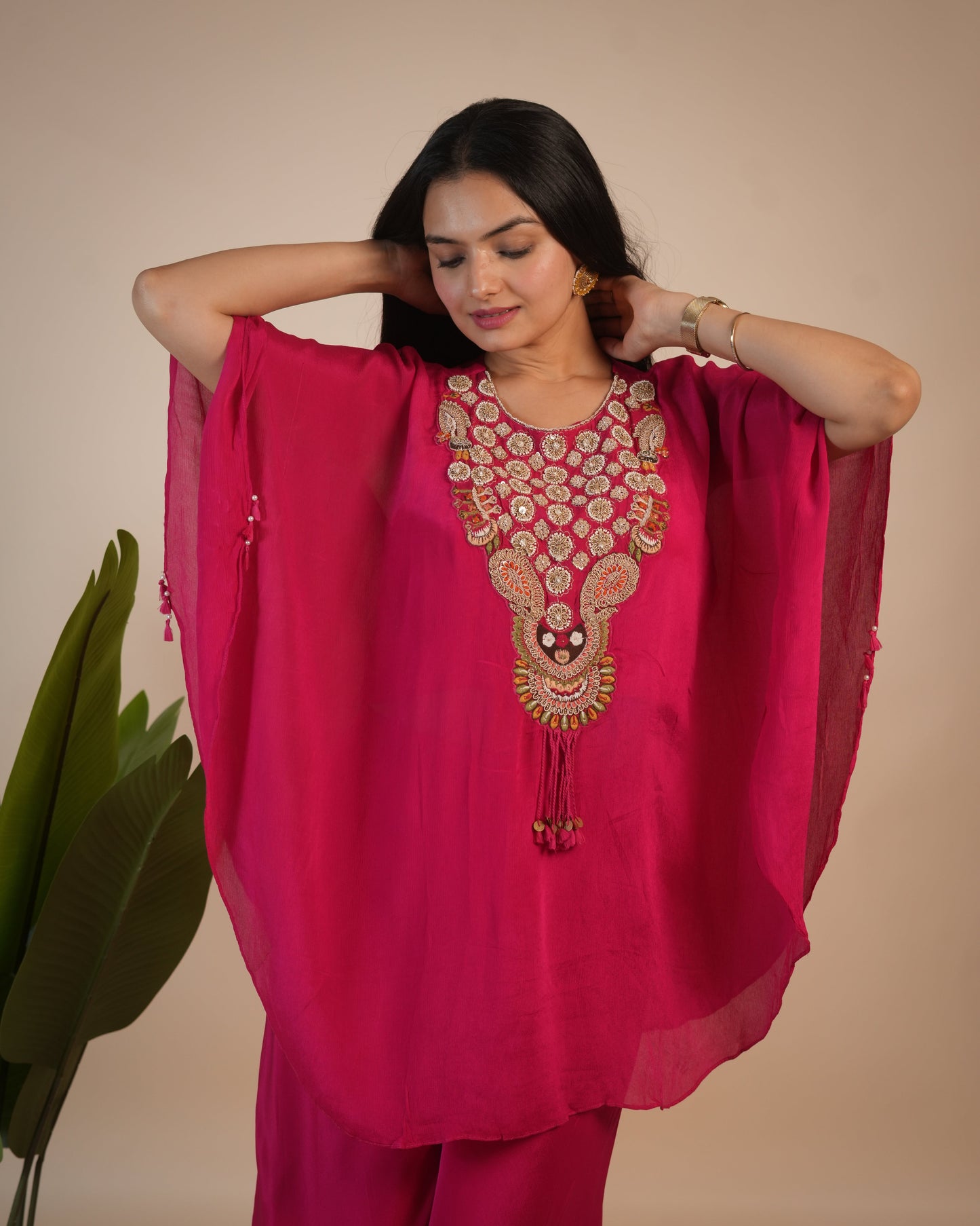 Pink Chinnon Indo Western Dress For Women