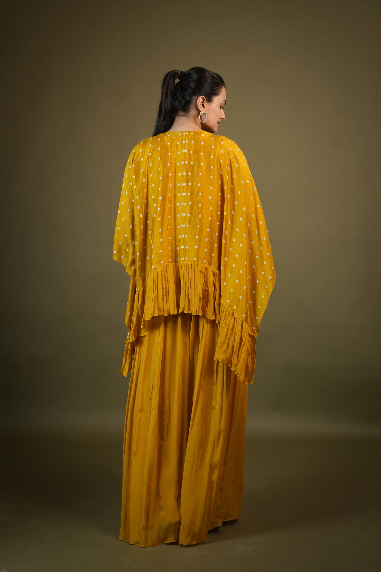 Yellow Chinnon Indo Western for Women