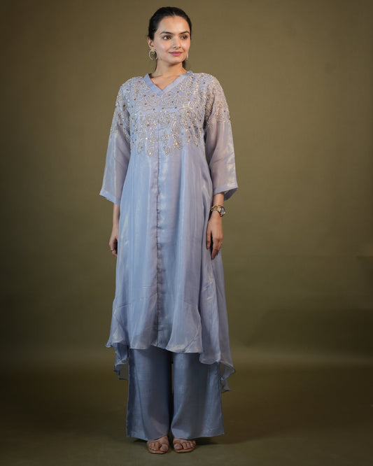 Lavender Up & Down A-Line Kurta Palazzo Set for Women