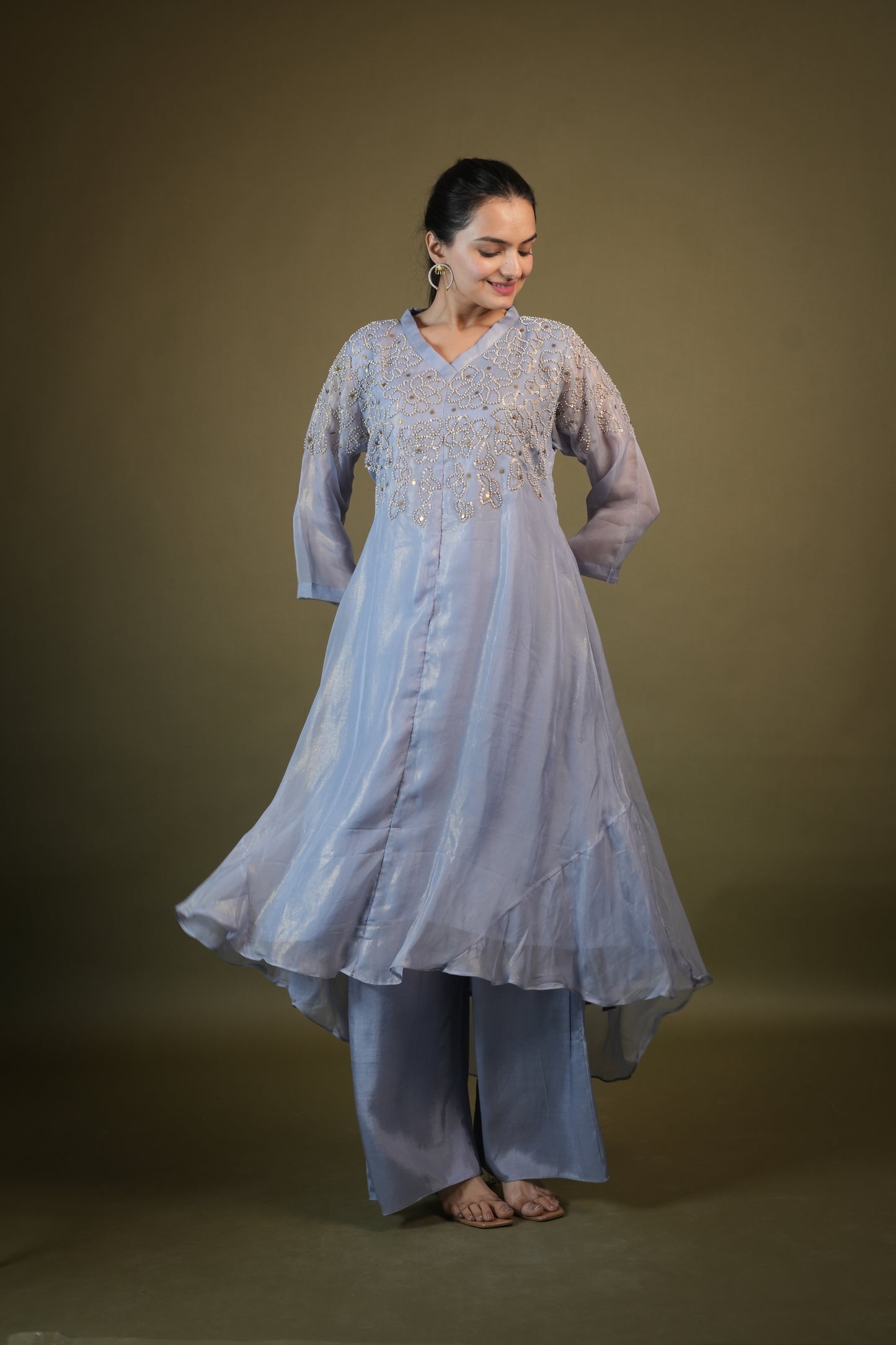 Lavender Up & Down A-Line Kurta Palazzo Set for Women
