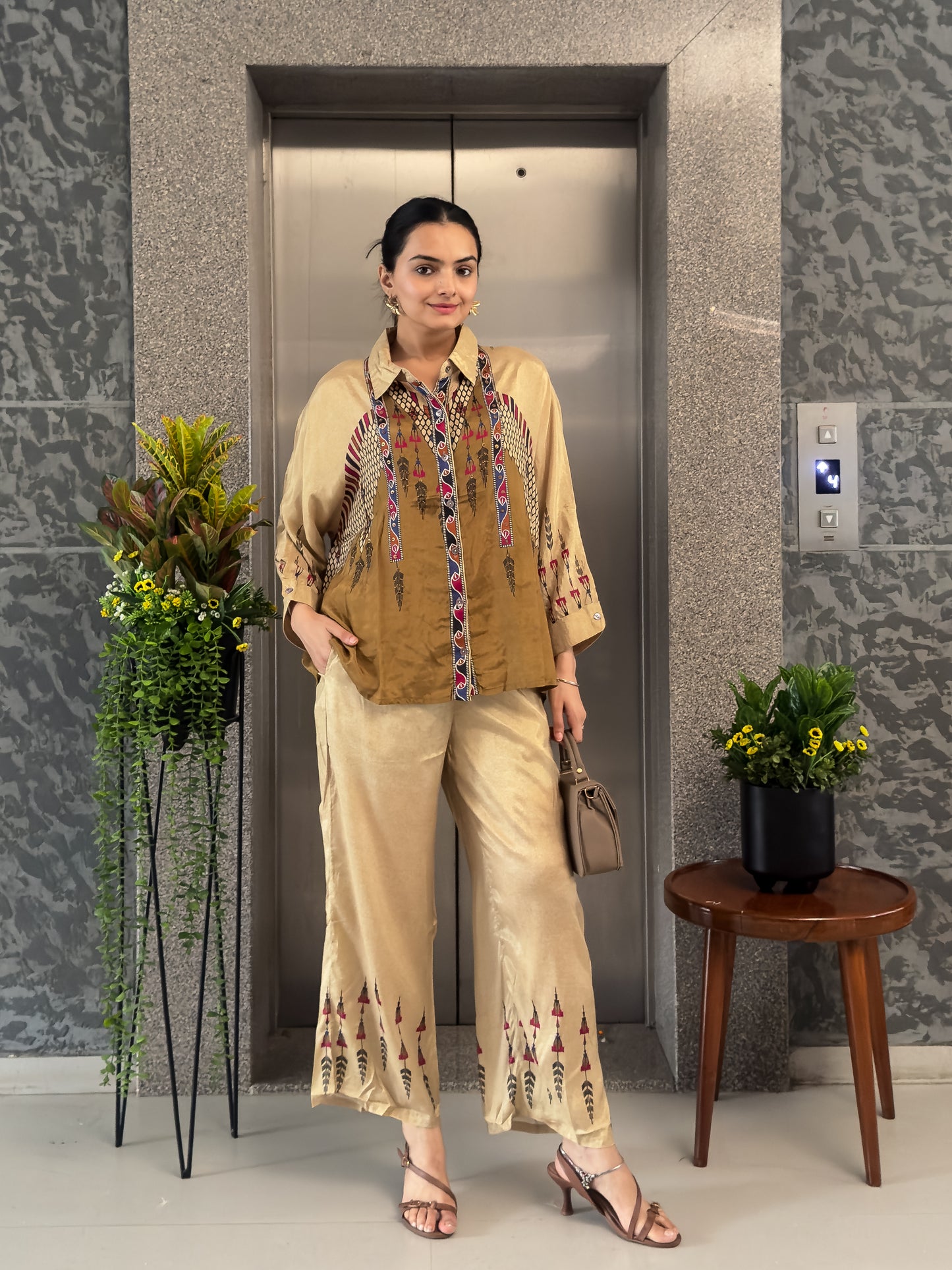 Golden Pure Viscose Co ord Sets