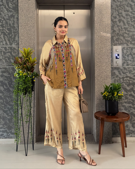 Golden Pure Viscose Co ord Sets