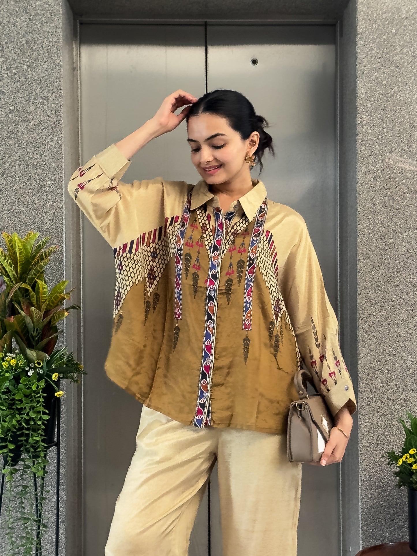 Golden Pure Viscose Co ord Sets