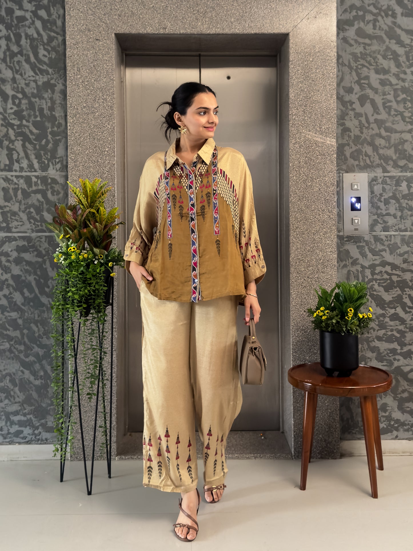 Golden Pure Viscose Co ord Sets