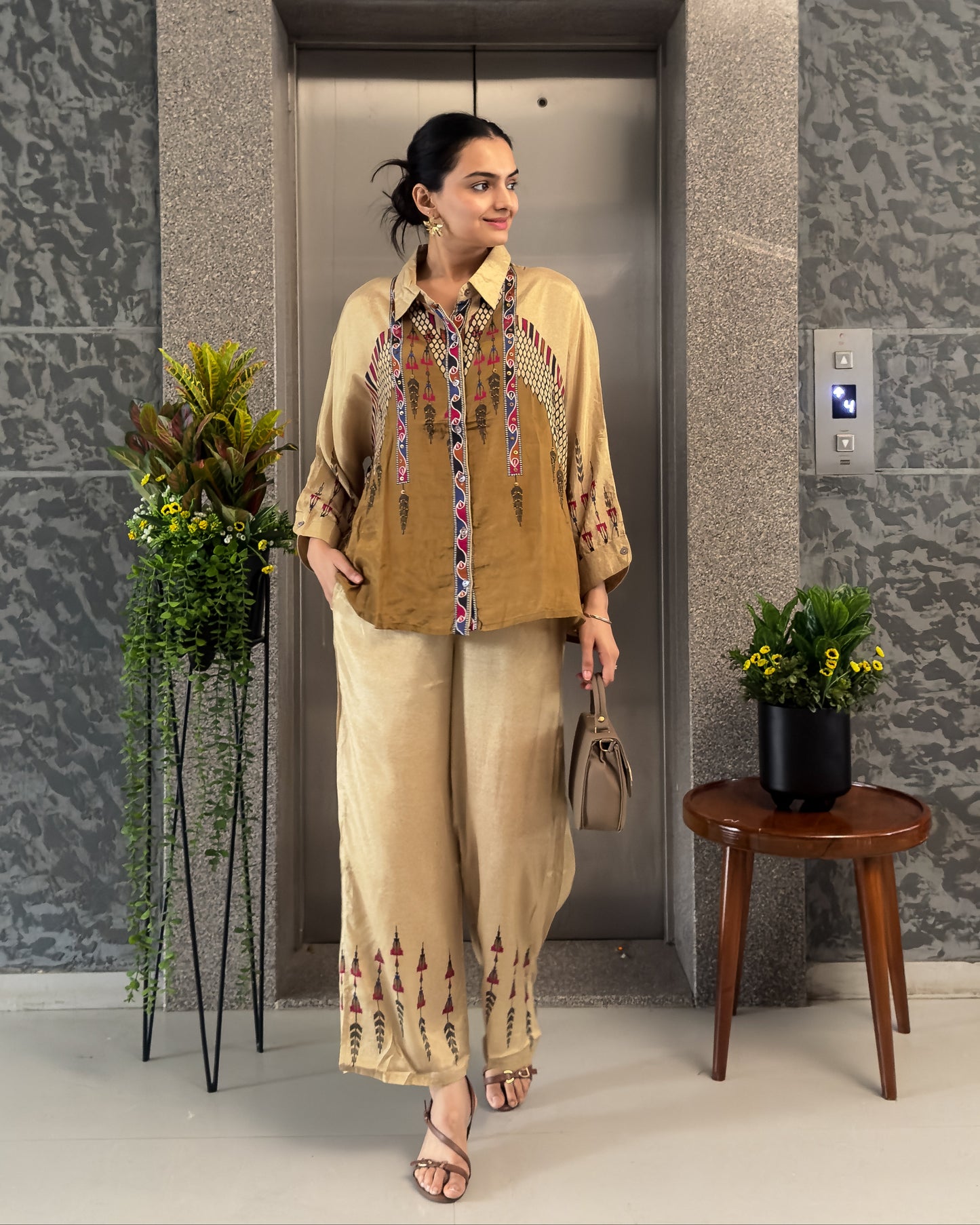 Golden Pure Viscose Co ord Sets