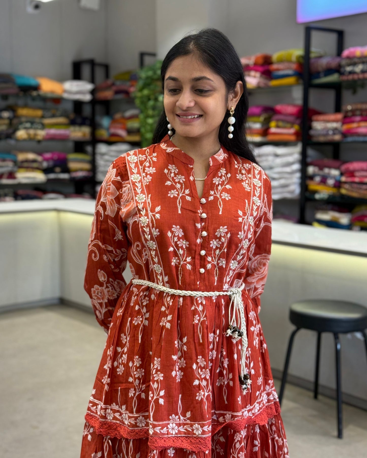 Rust One Piece Dress for Girls