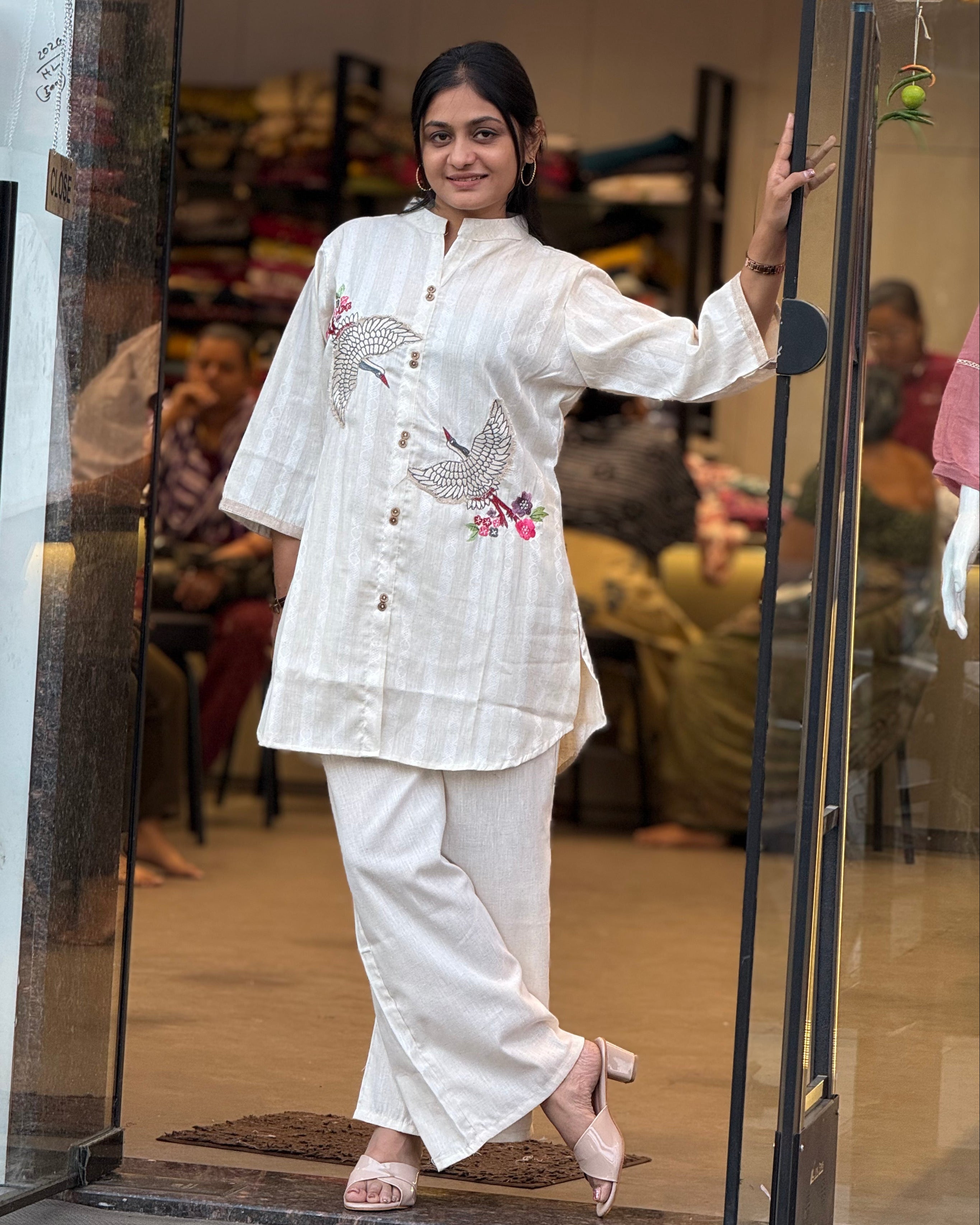 White Cotton Co ord Set Women