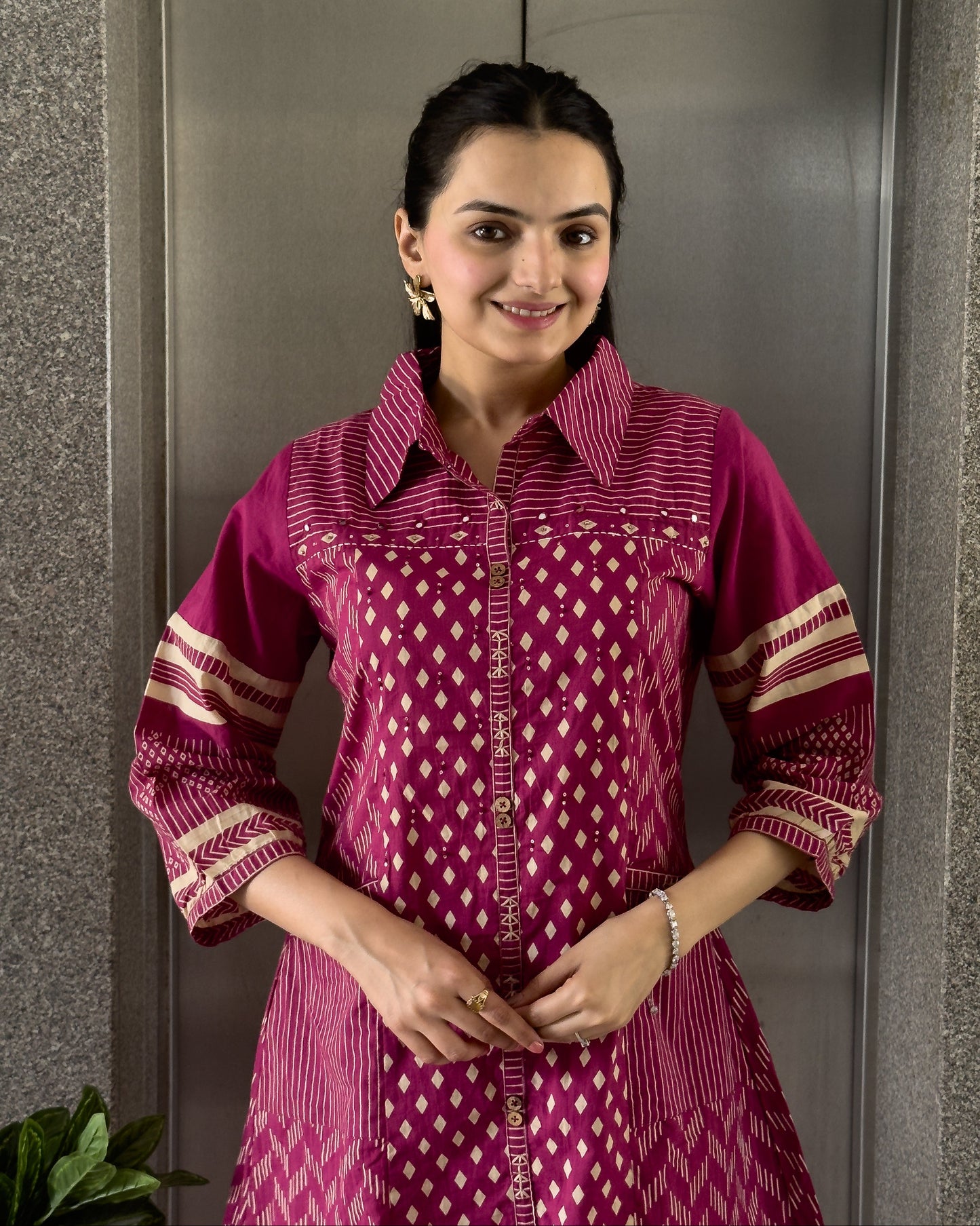 Pink Cotton Co ord Set for Women