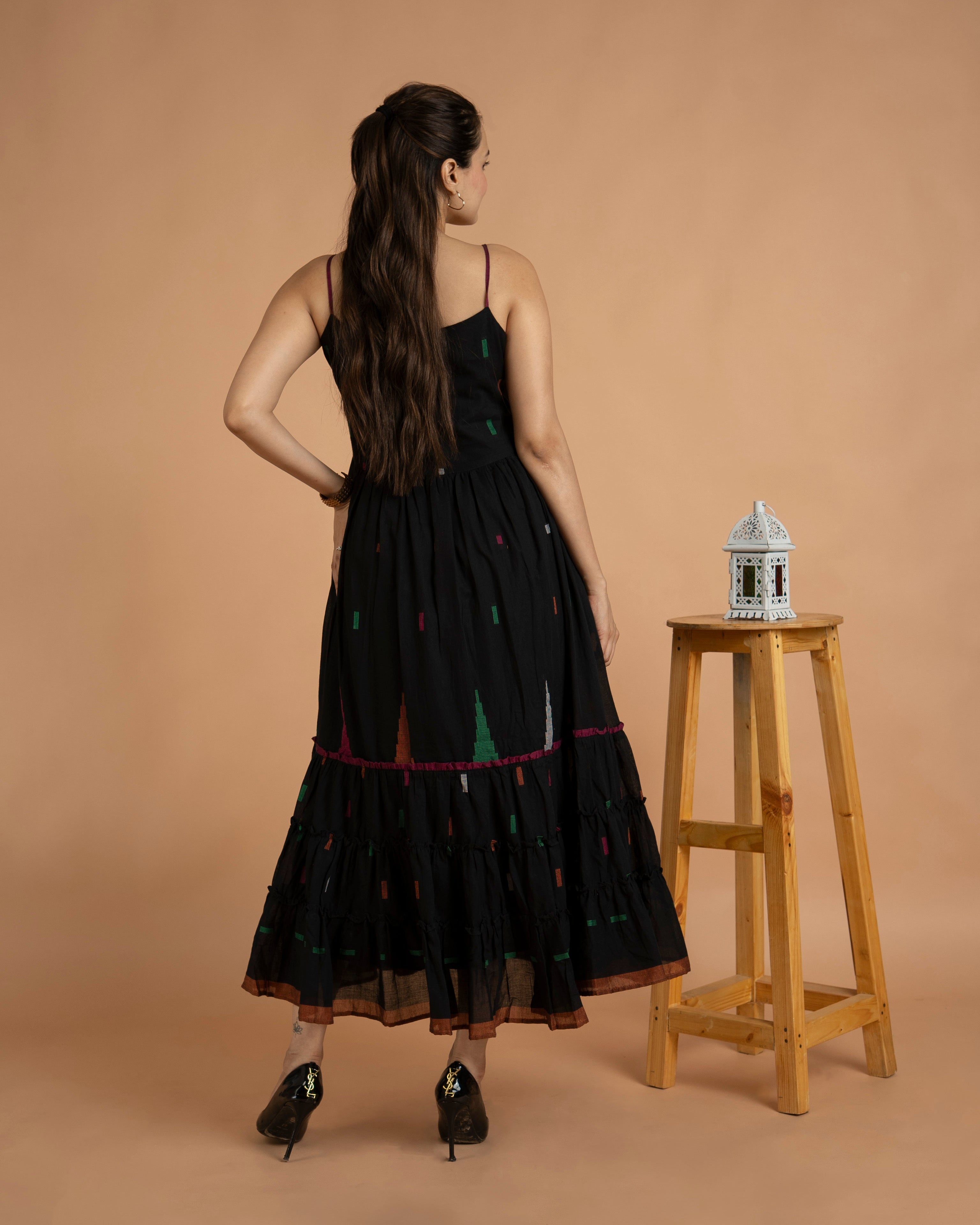 Black Spaghetti One Piece Dress for Girls