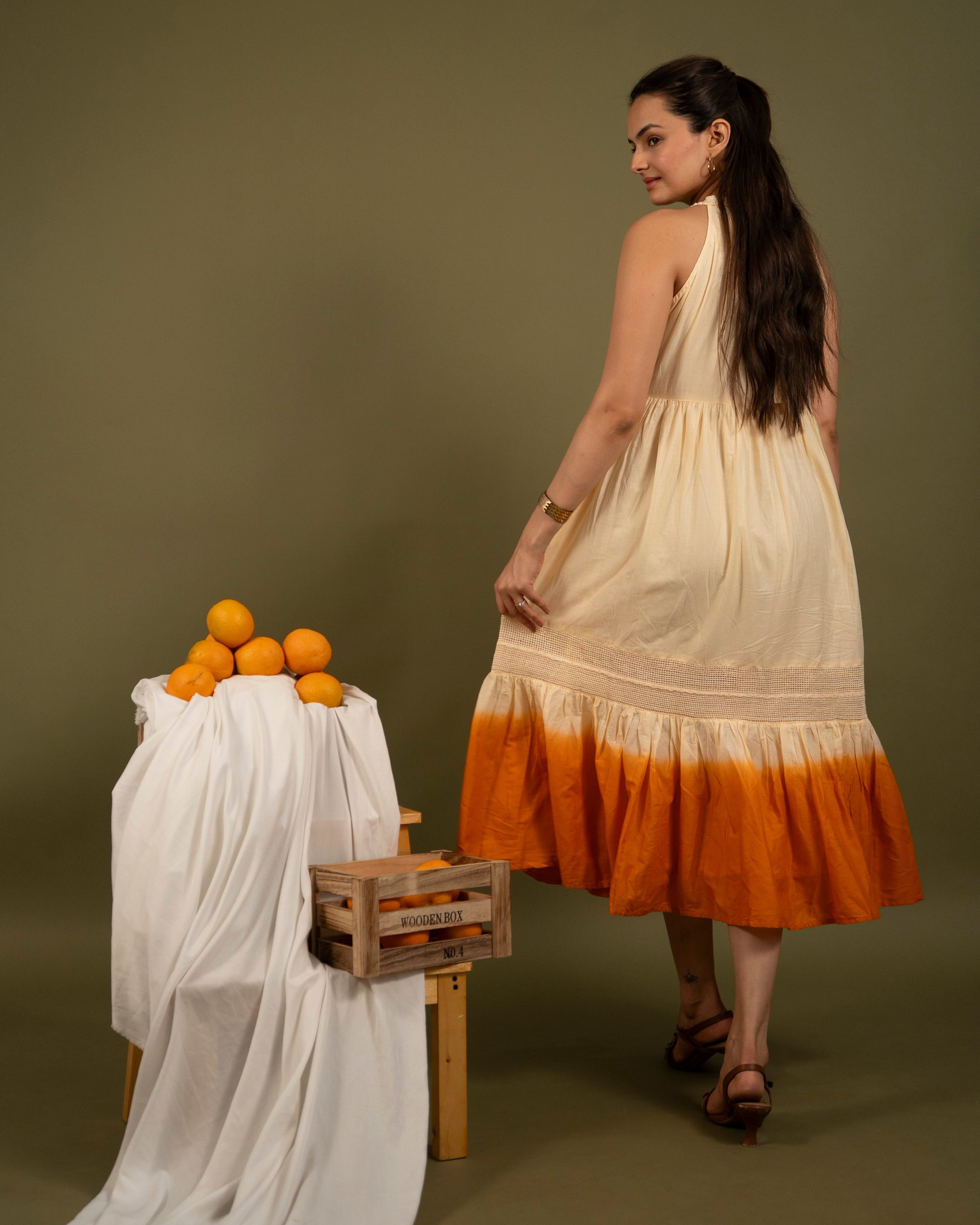 Light Orange One Piece Dress in Mal Cotton