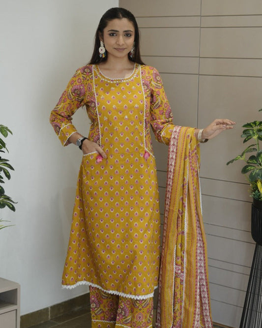 Yellow Kurta Pant & Dupatta