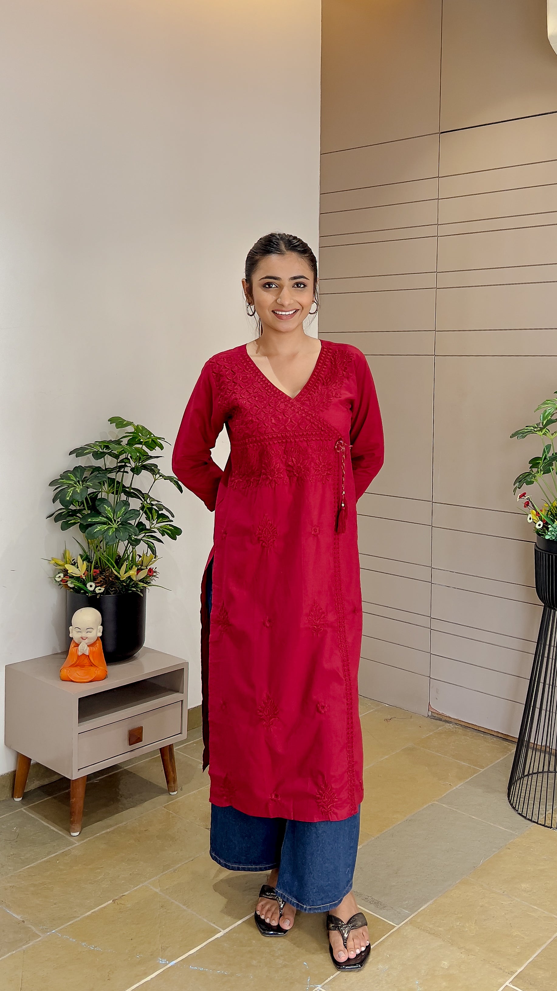 Red Embroidery Angrakha Style