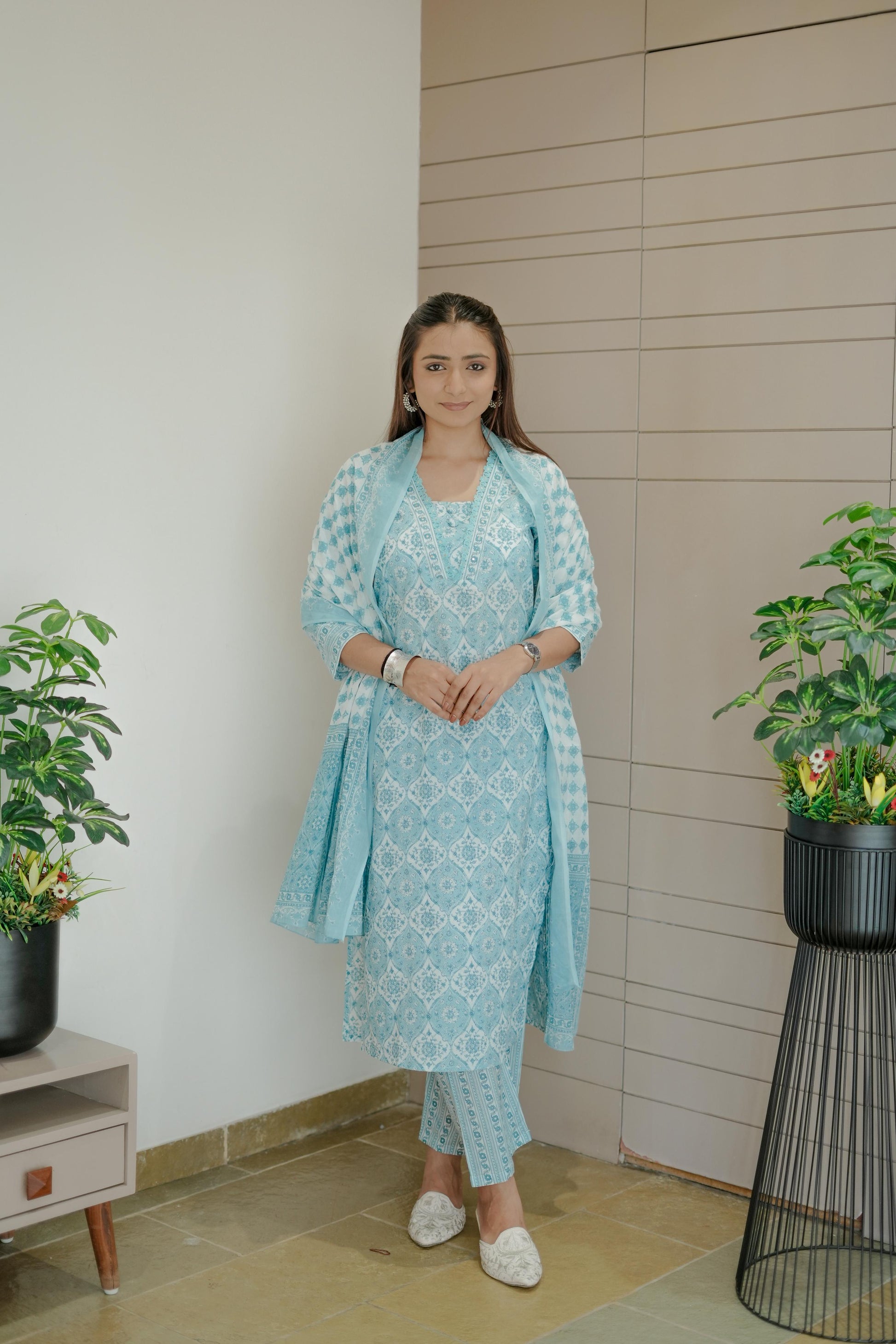 Sky Cotton Kurta and Pant