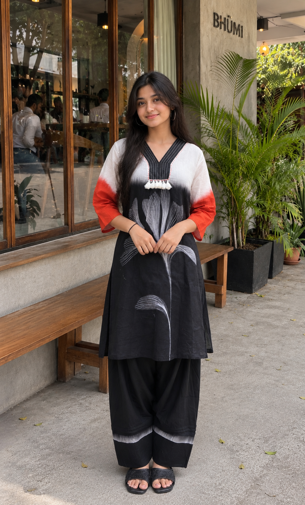 Black Mal Cotton Farshi Salwar 2 Piece