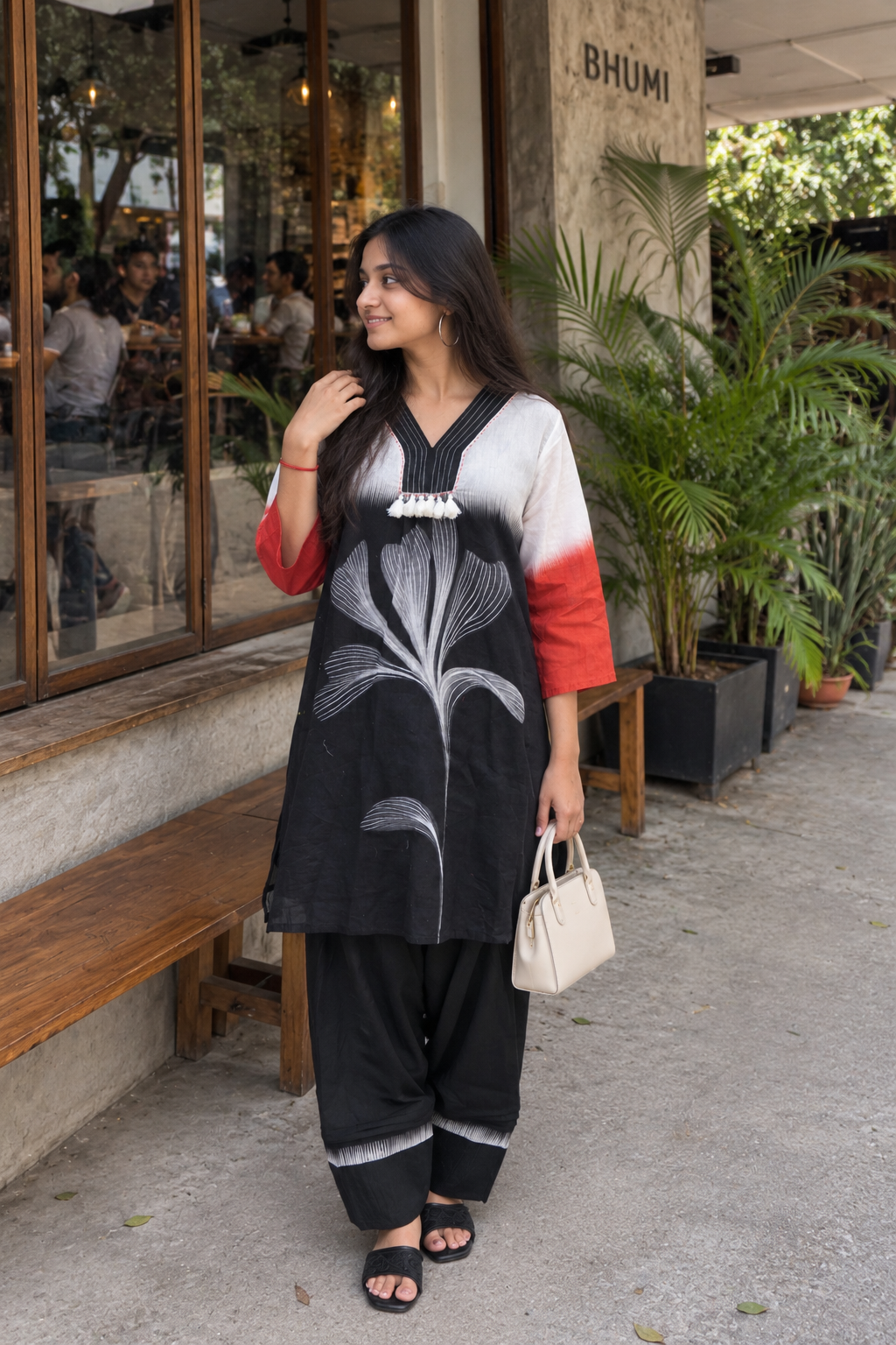 Black Mal Cotton Farshi Salwar 2 Piece