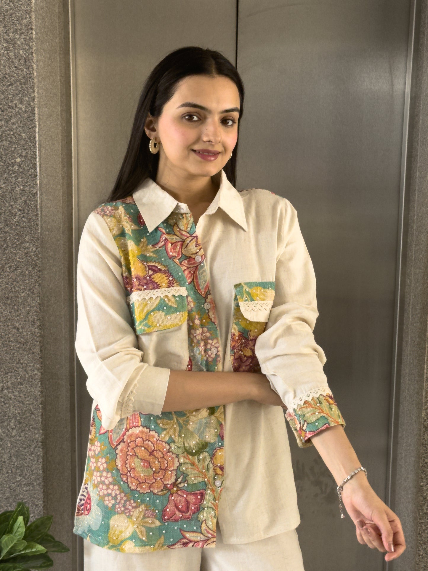 White Cotton Co ord Set Women