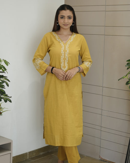 Yellow Cotton Flex Kurta