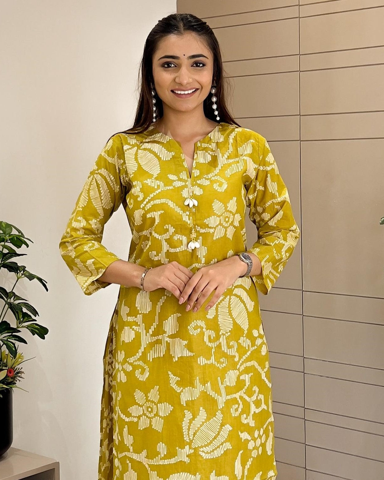 Olive Printed Kurti and Palazzo