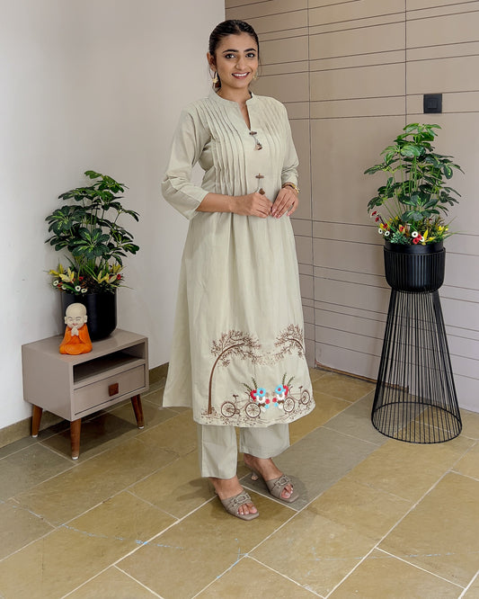 Gray Full Length Kurti & Palazzo  