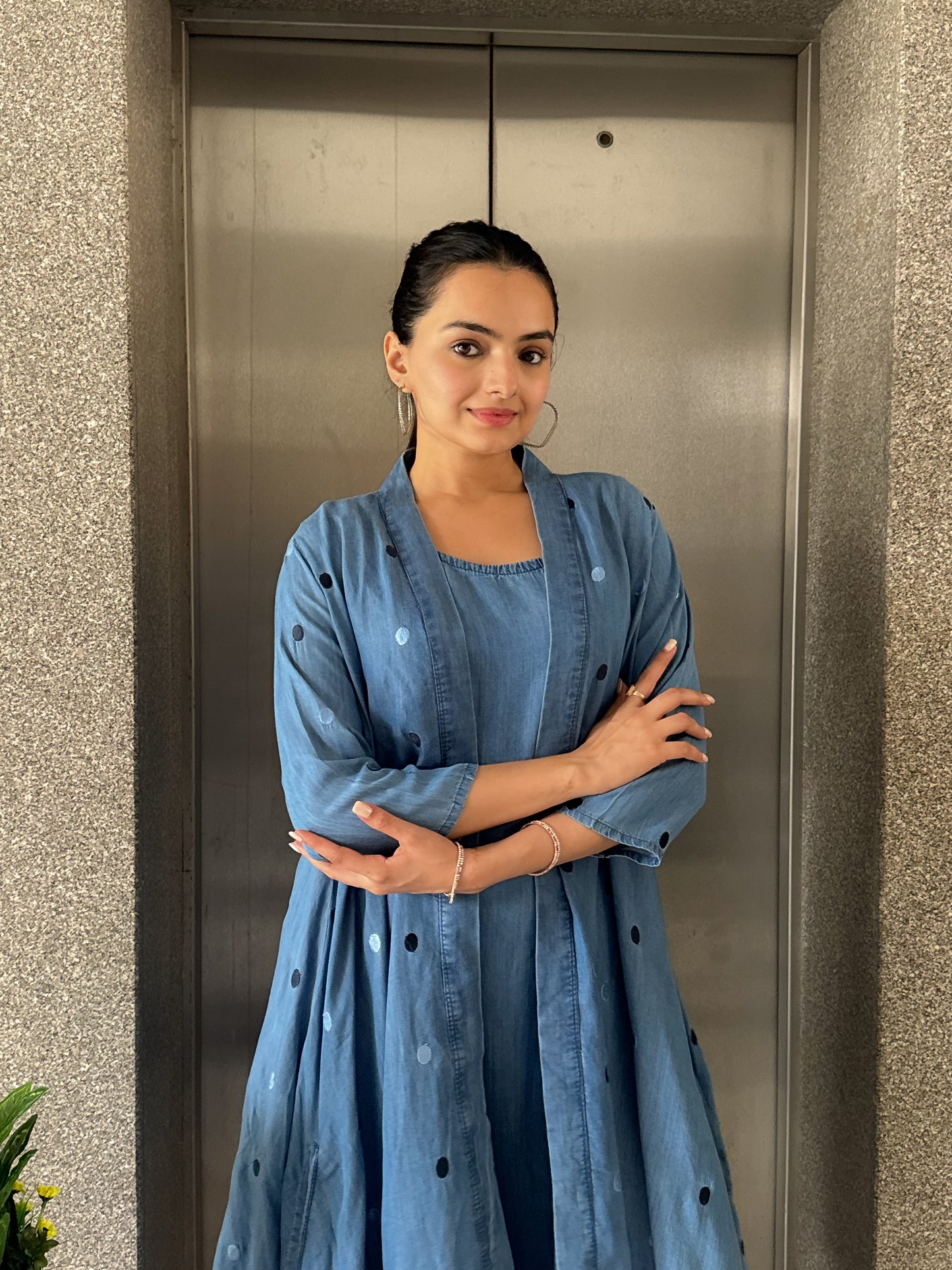 Blue Denim One Piece Dress For Girls