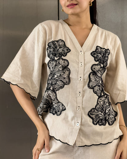 Off White Cotton Co ord Set Women