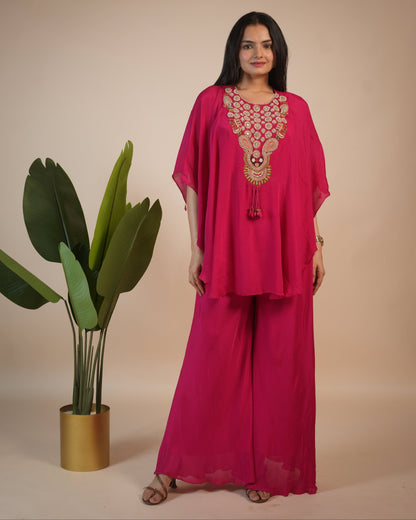 Pink Chinnon Indo Western Dress For Women