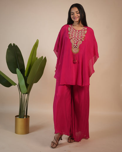 Pink Chinnon Indo Western Dress For Women