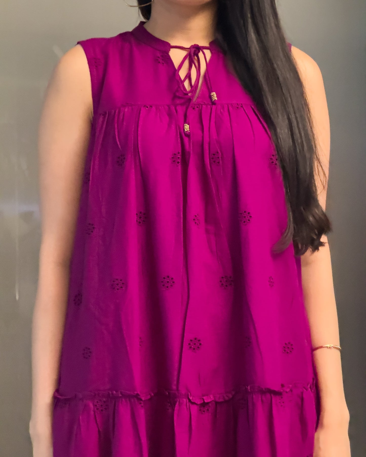 Wine One Piece Dress For Girls