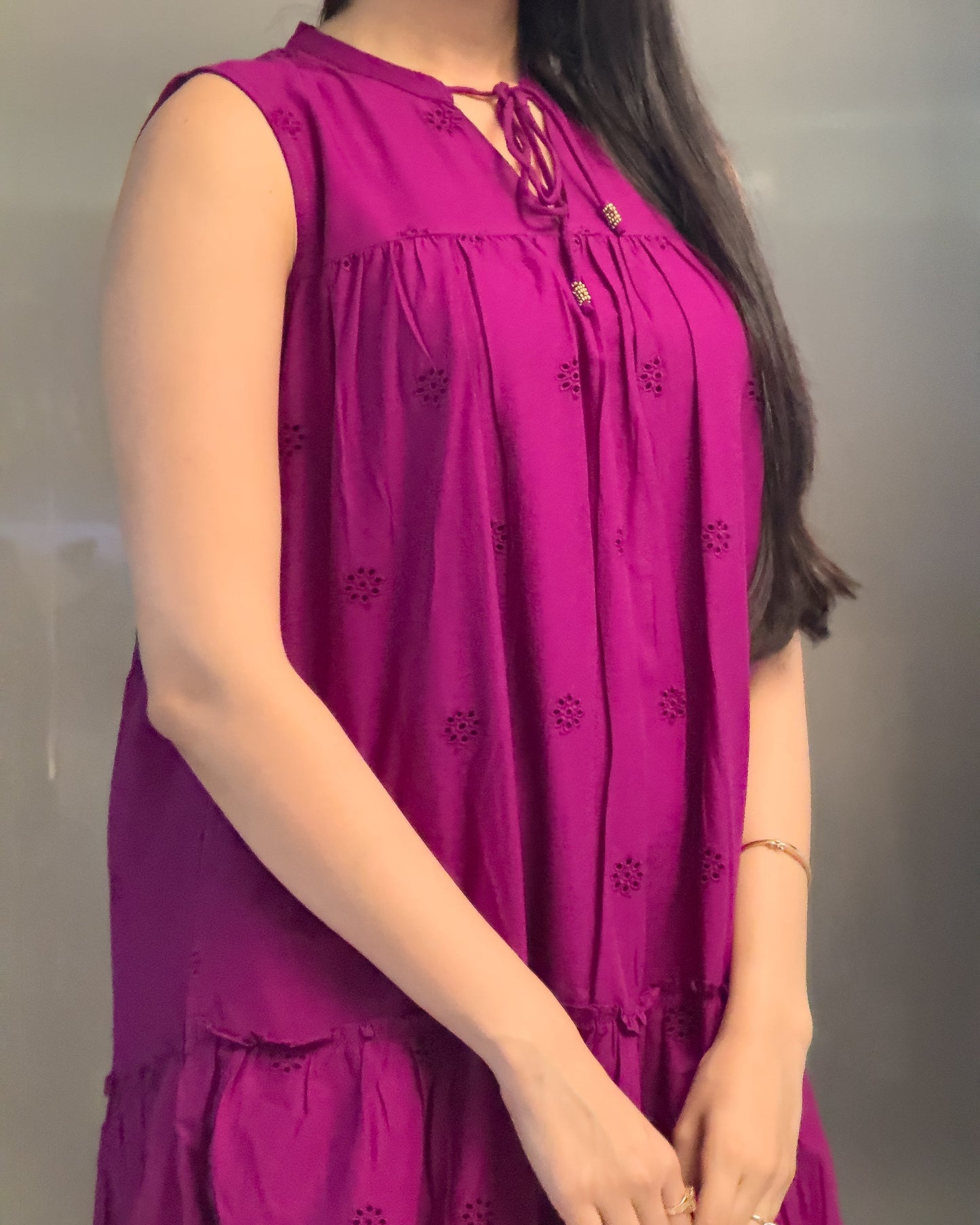 Wine One Piece Dress For Girls