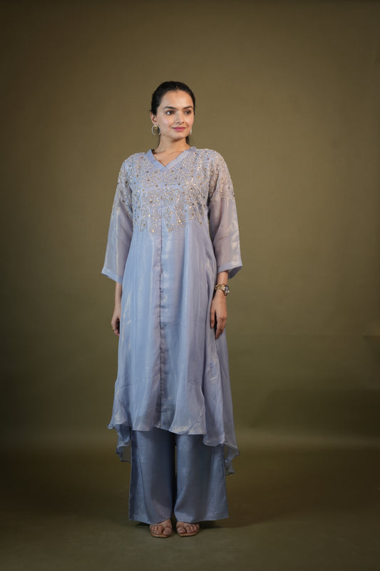 Lavender Up & Down A-Line Kurta Palazzo Set for Women