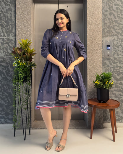 Dark Grey One Piece Dress For Girls