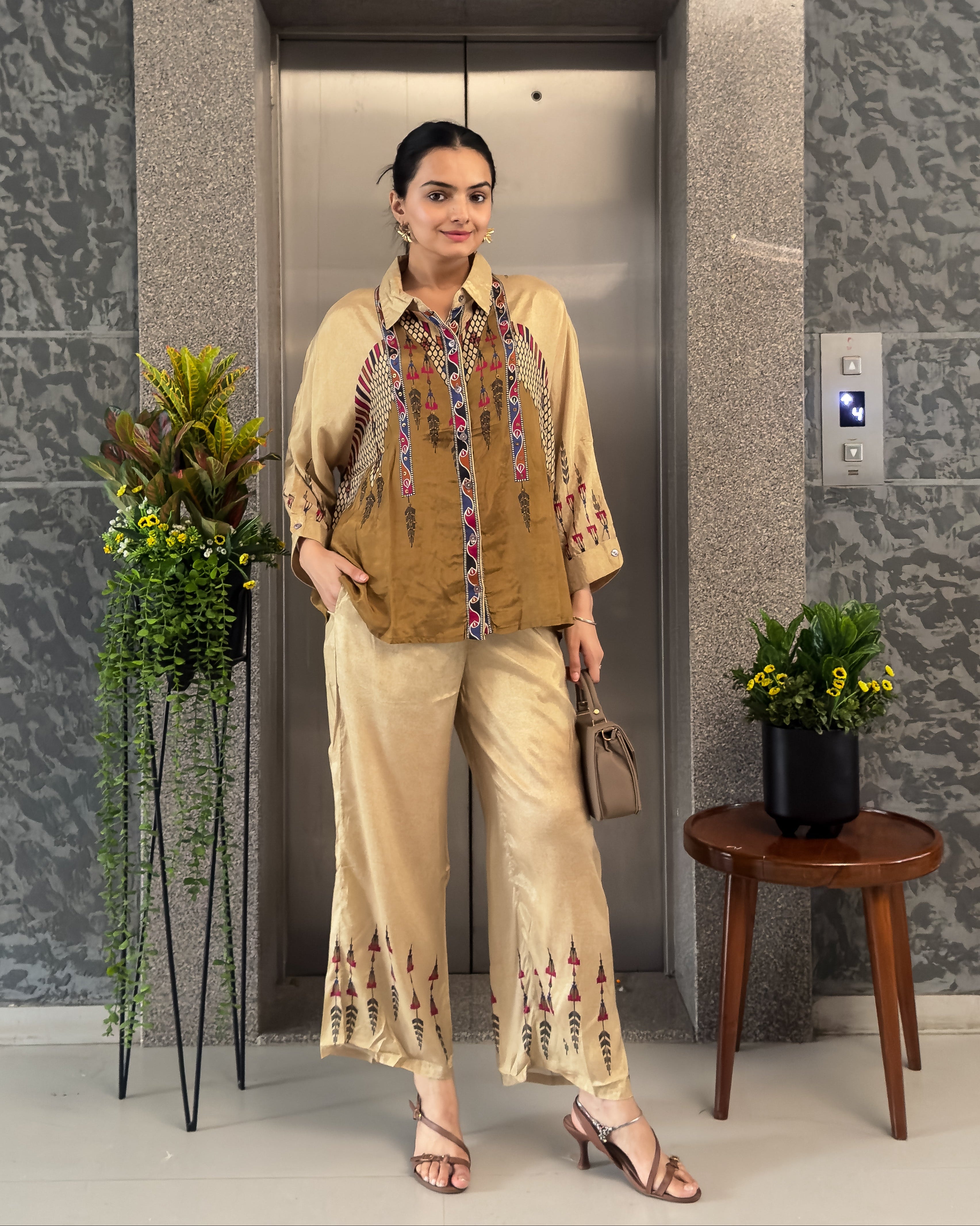 Golden Pure Viscose Co ord Sets