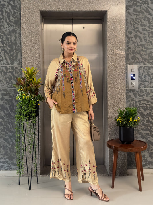 Golden Pure Viscose Co ord Sets