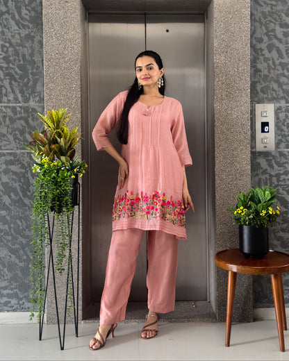 Light Pink Mal Chanderi Co Ord Sets Women